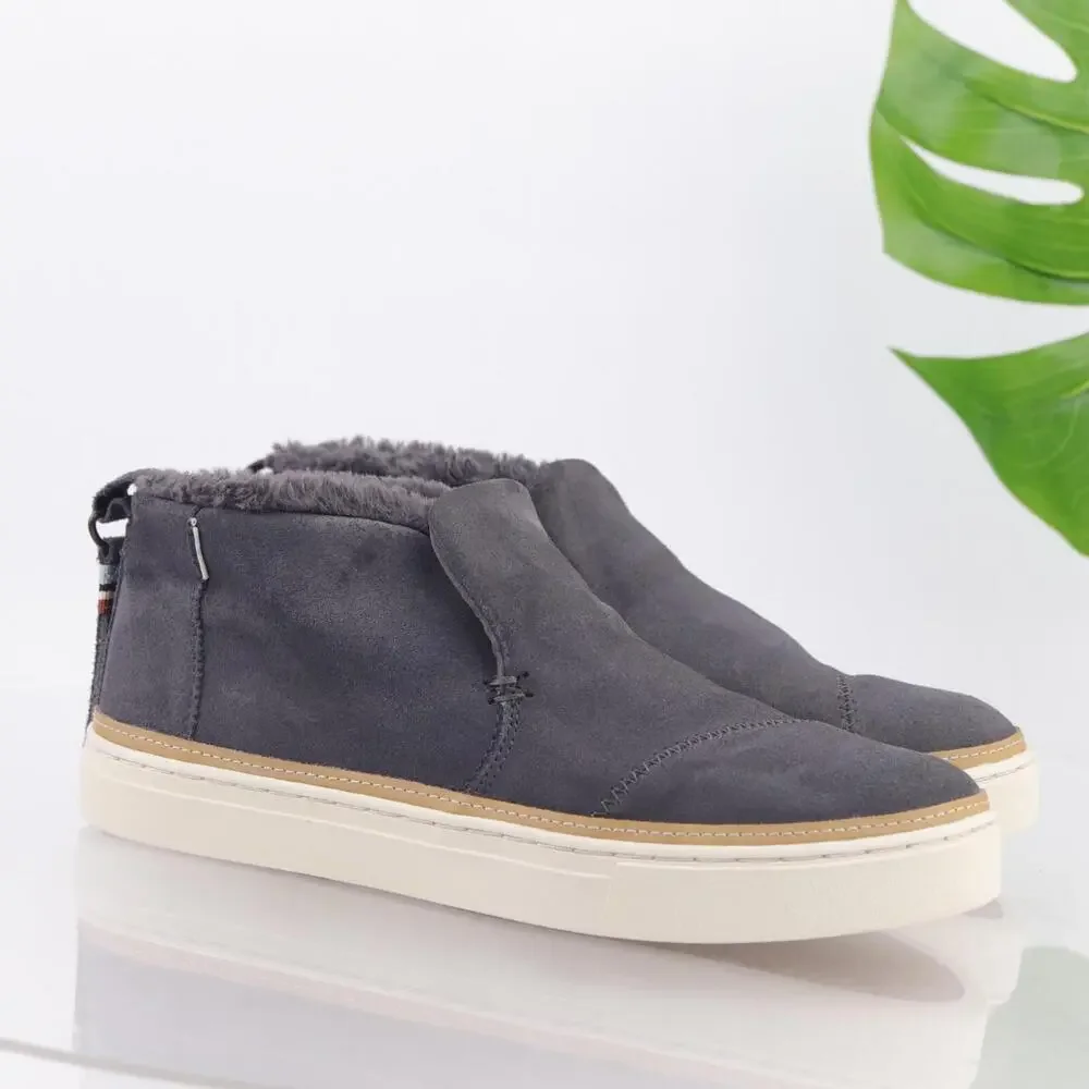 TOMS Womens Paxton‎ Sneaker Boots Size 9 Gray Suede Fur Lined Shoes Boho Comfort